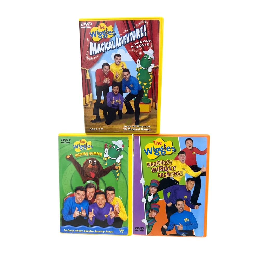 The Wiggles  3 DVDs Magical adventure Yummy Yummy & WhooHoo Wiggly Gremlins
